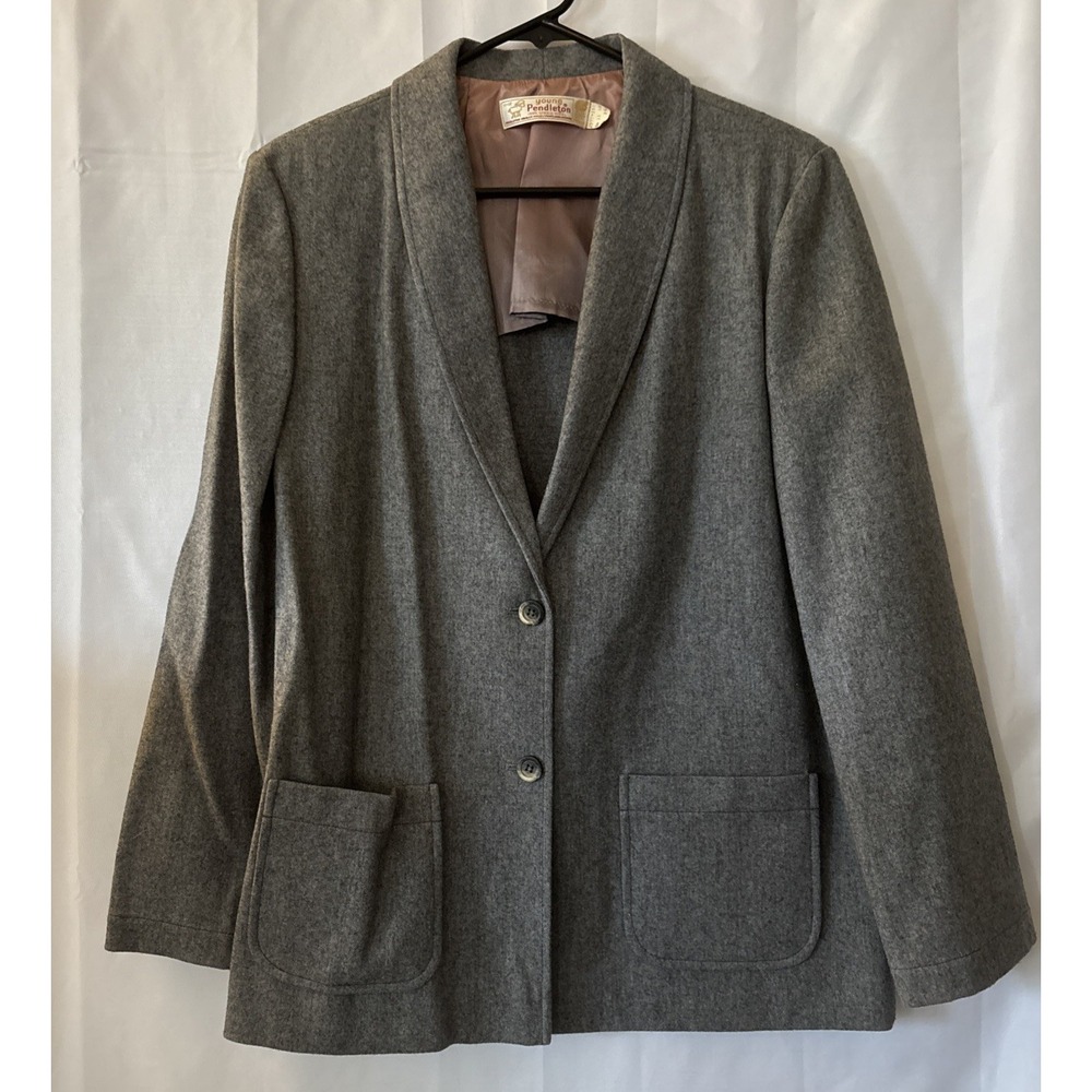 Young Pendleton Vintage Grey Pure Virgin Wool Blazer Size 11-12
